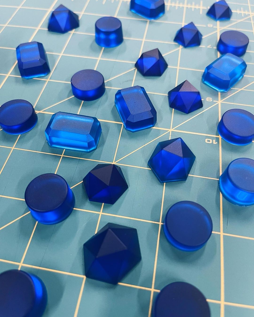 beautiful array of royal blue gummies on a grid design