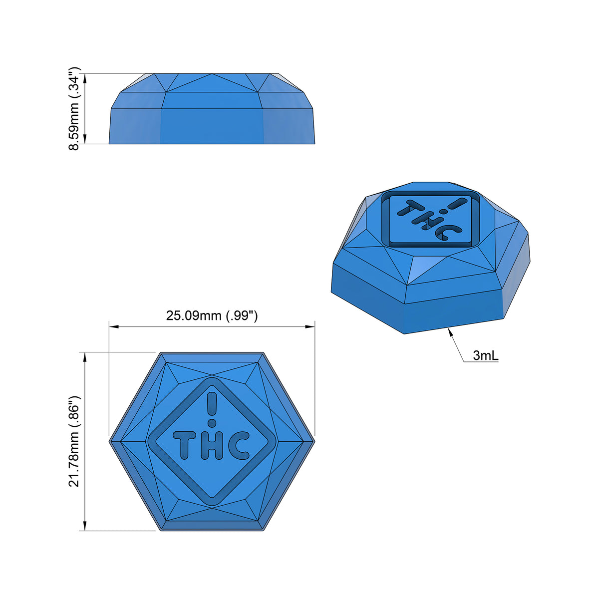 3mL Jewel Gummy Mold - Colorado THC Symbol