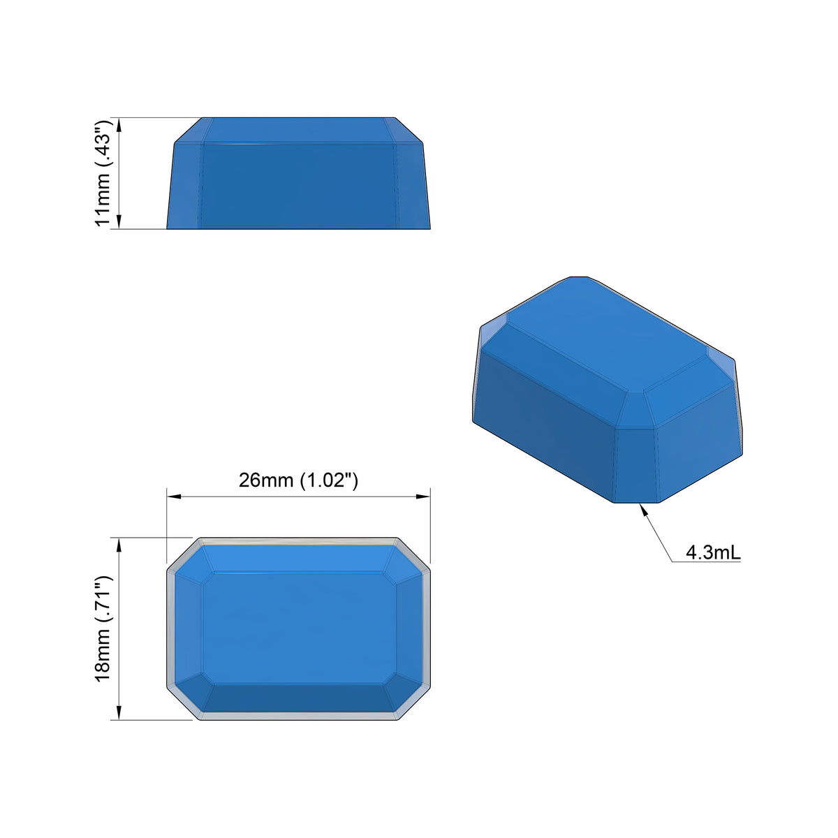 4.3mL Gem Rectangle Gummy Mold