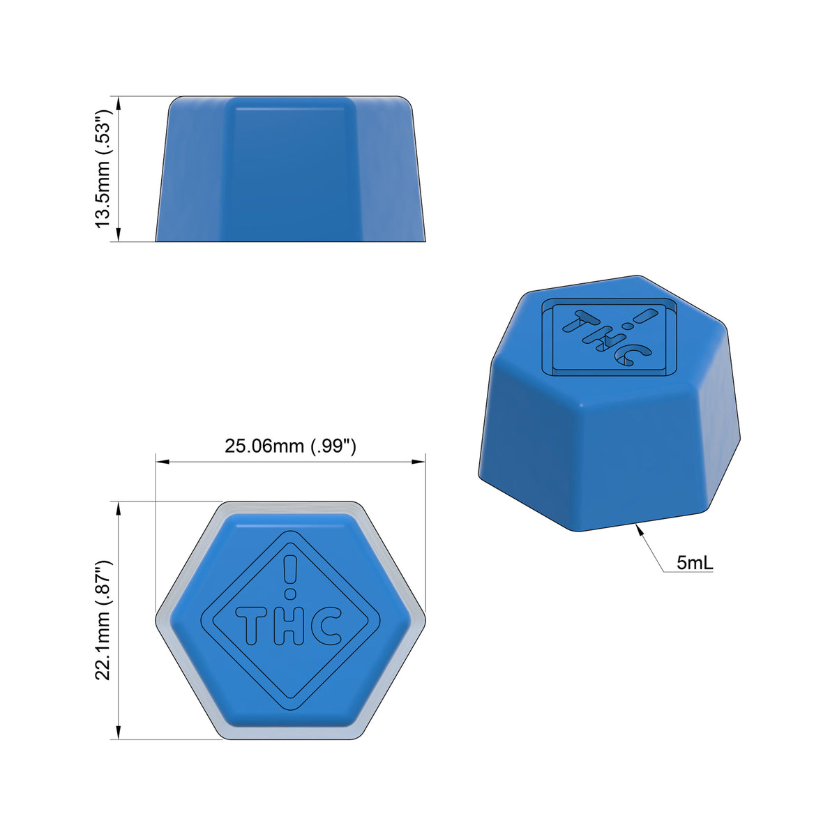 5mL Hexagon Gummy Mold - Colorado THC Symbol - Baker Perkins