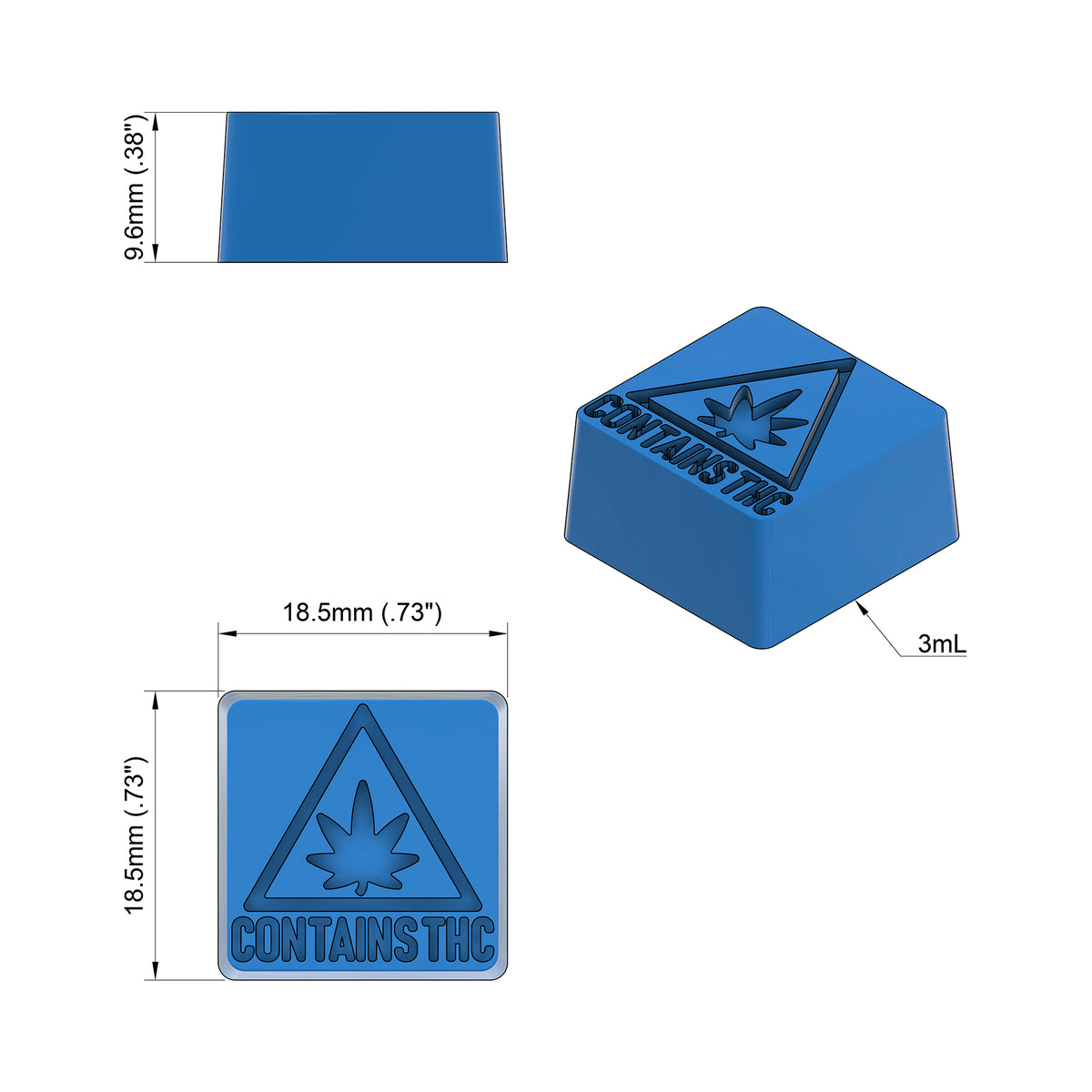 3mL Square Gummy Mold - Massachusetts THC Symbol