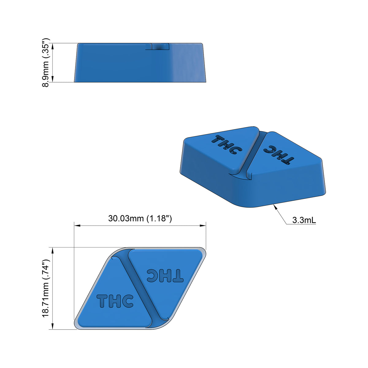 3.3mL Multidose Rhombus Gummy Mold - THC Symbol