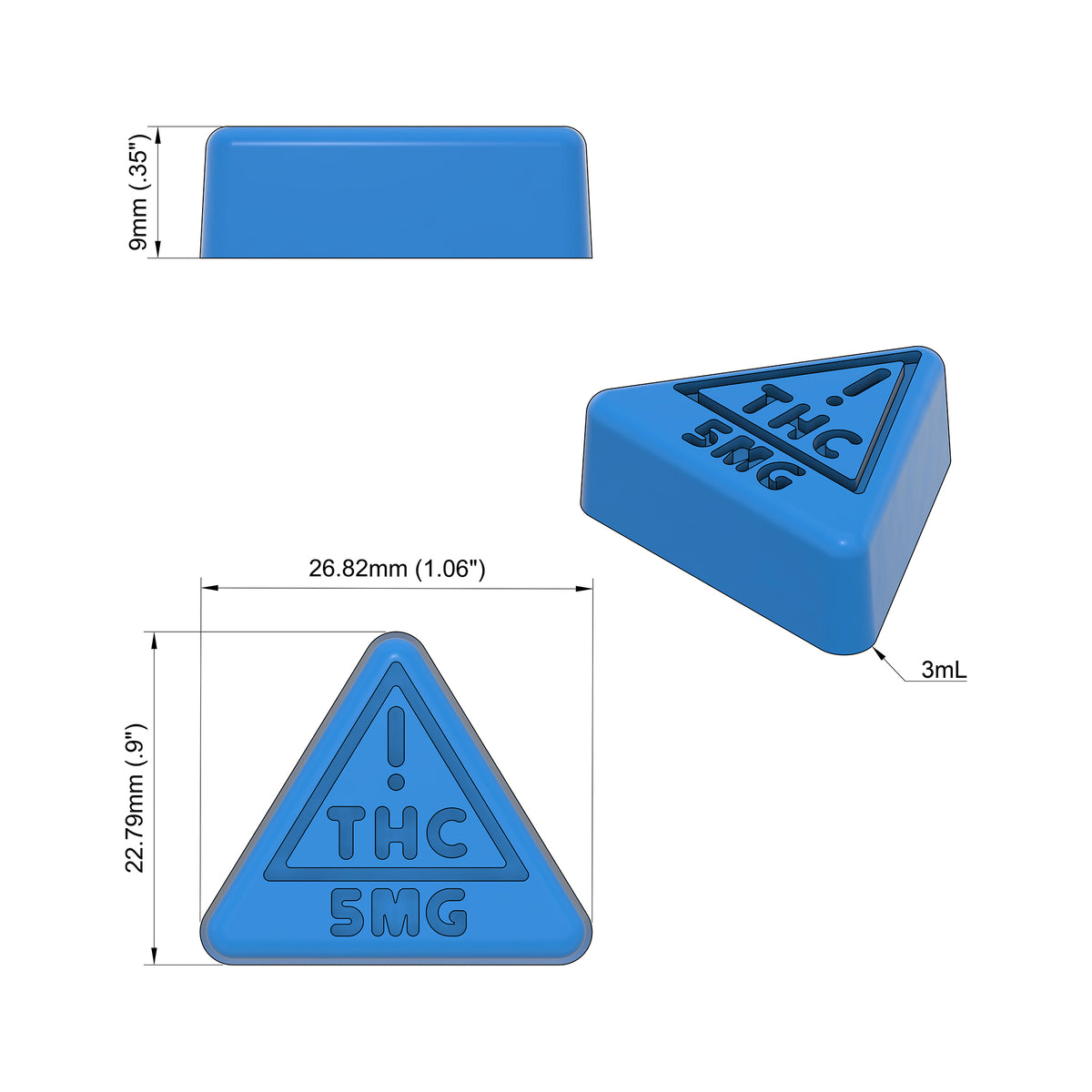 3mL Triangle Gummy Mold - Nevada THC Symbol &quot;5MG&quot;