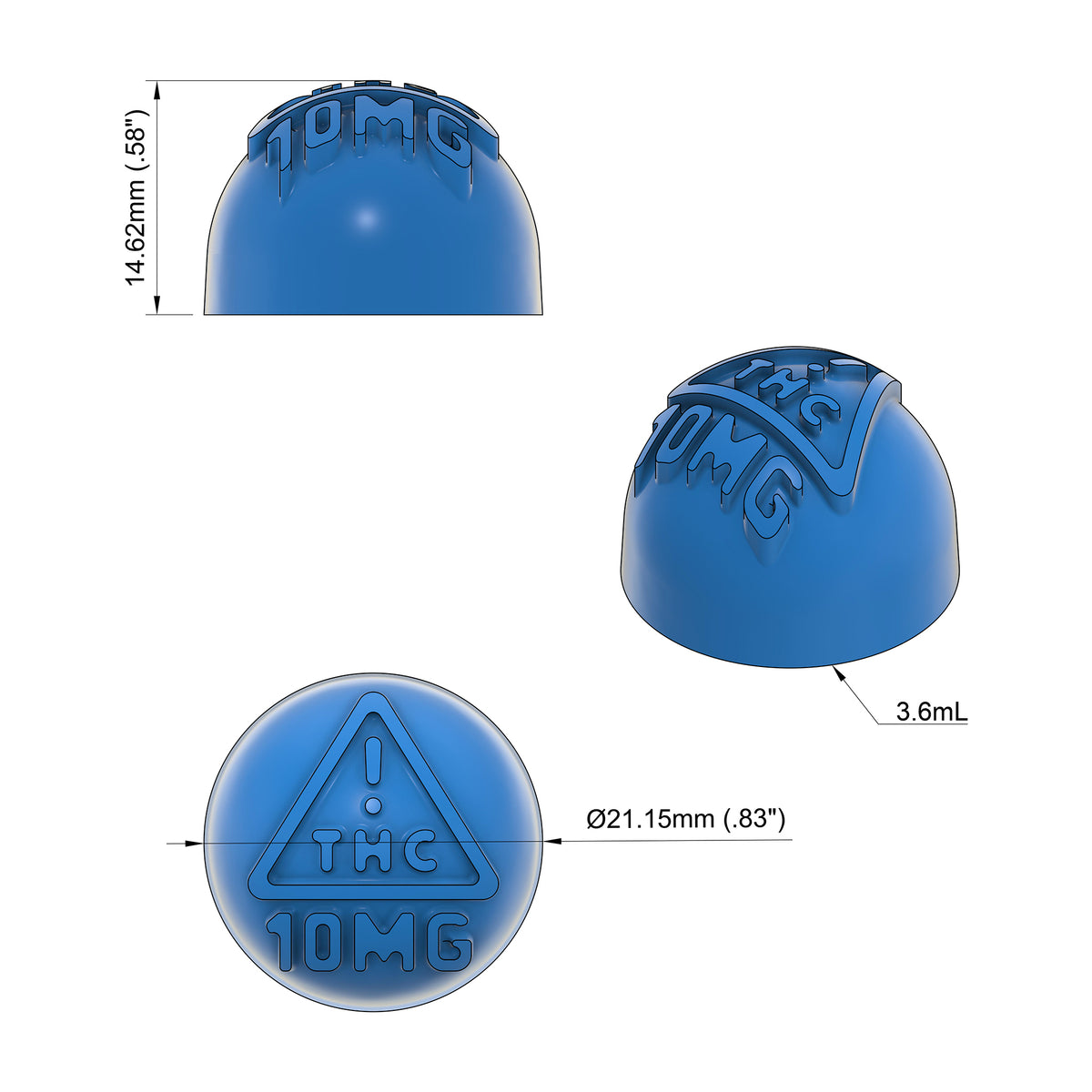 3.6mL Gumdrop Gummy Mold - Nevada THC Symbol