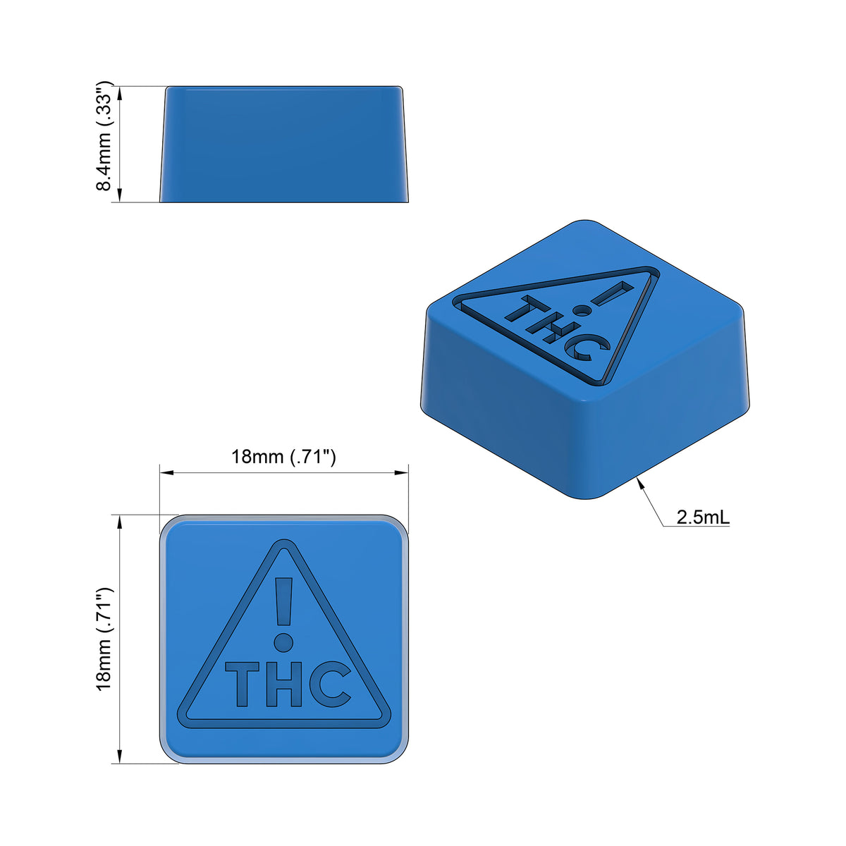 2.5mL Square Gummy Mold - Nevada THC Symbol